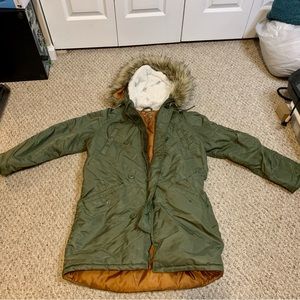 American Eagle Medium Green Parka Jacket